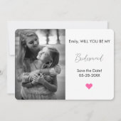 2 枚の写真のブライズメイドまたは花嫁の伴娘へのプロポーズ 招待状 (裏面)