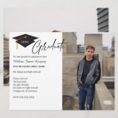 2 枚の写真を使ったシンプルな卒業発表カード 招待状 (正面/裏面)