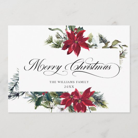 2 枚の写真 エレガントなポインセチアのクリスマスグリーティング シーズンカード (正面)