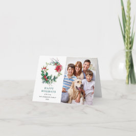 2 枚の写真 ホリー ポインセチア リース クリスマス グリーティング