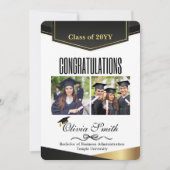 2 枚の卒業写真おめでとう ブラックゴールド シーズンカード (正面)