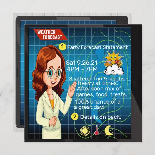 #2 楽しい天気パーティーの招待状 招待状 (正面/裏面)