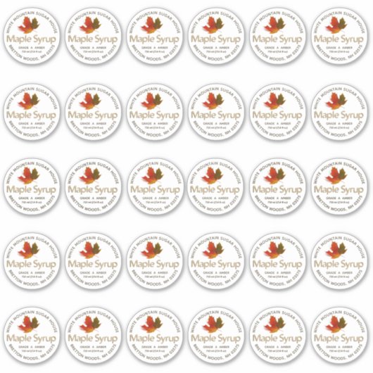 2"標準メイソンジャーのふたラベルメープルシロップ シール (正面)