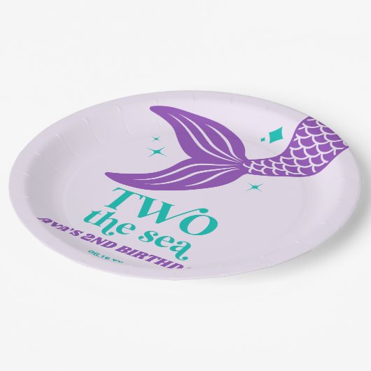 2.海の人魚の二番目の誕生日パーティー ペーパープレート (アングル)