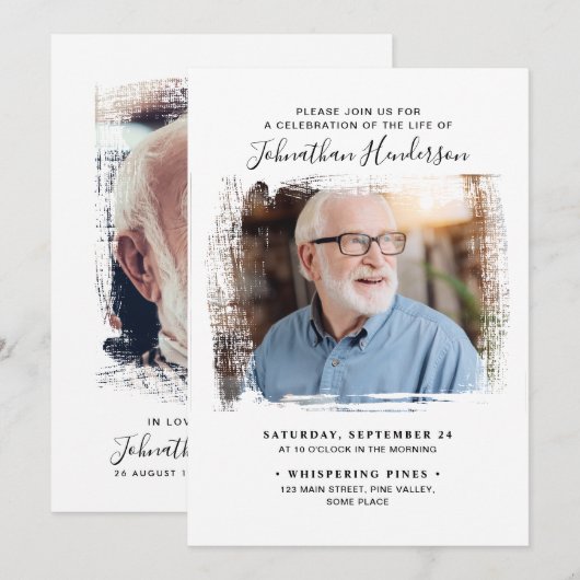 2 – 生活の写真お祝い/葬儀/メモリアル 招待状 (正面/裏面)