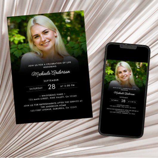 2 – 生活の写真お祝い/葬儀/メモリアル 招待状