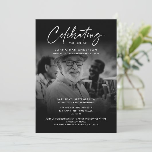 2 – 生活の写真お祝い/葬儀/メモリアル 招待状 (スタンド正面)