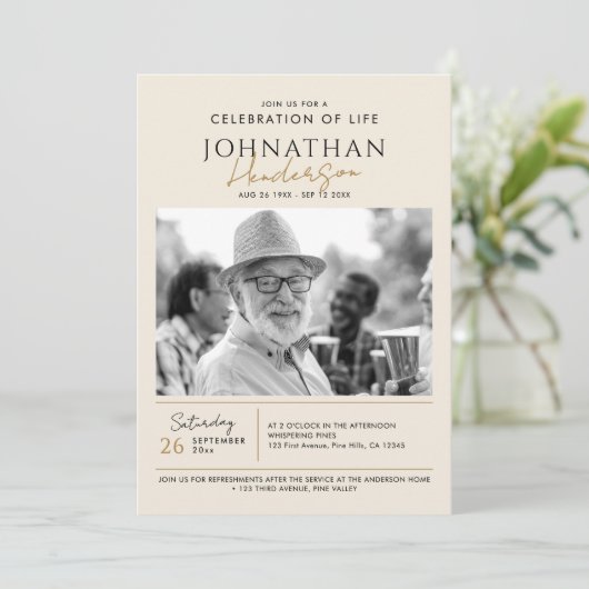 2 – 生活の写真お祝い/葬儀/メモリアル 招待状 (スタンド正面)