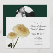 2 白いペイントのバラのウェディングシャワーの招待状 招待状 (正面/裏面)