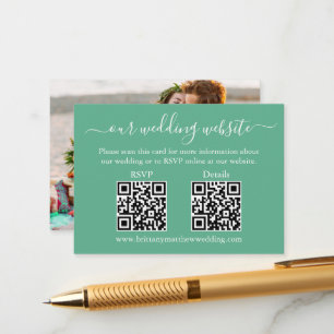 2 結婚 QR RSVP詳細写真ネオ・ミントグリーン エンクロージャーカード