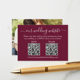2 結婚 QR RSVP詳細写真Burgundy エンクロージャーカード