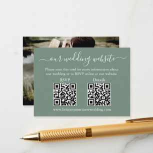 2 結婚 QR RSVP詳細写真Sage Green エンクロージャーカード