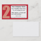 $2.00クーポンカードを離れて 割引カード (正面/裏面)