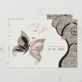 2 1匹のキスをするな蝶結婚式招待状はなります 招待状 (正面/裏面)