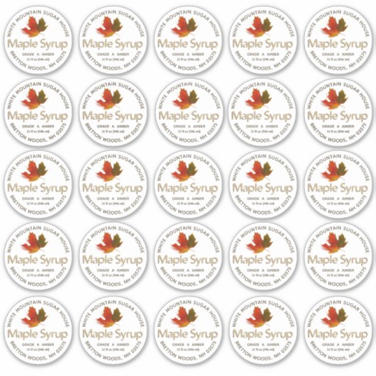 2 1/2"ワイドマウスメイソン瓶のふたラベルメープルシロップ シール (正面)