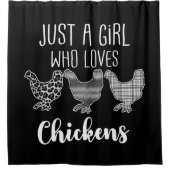 2/2は、ニワトリを愛する女おもしろいの子。 シャワーカーテン (正面)