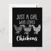2/2は、ニワトリを愛する女おもしろいの子。 ポストカード (正面/裏面)