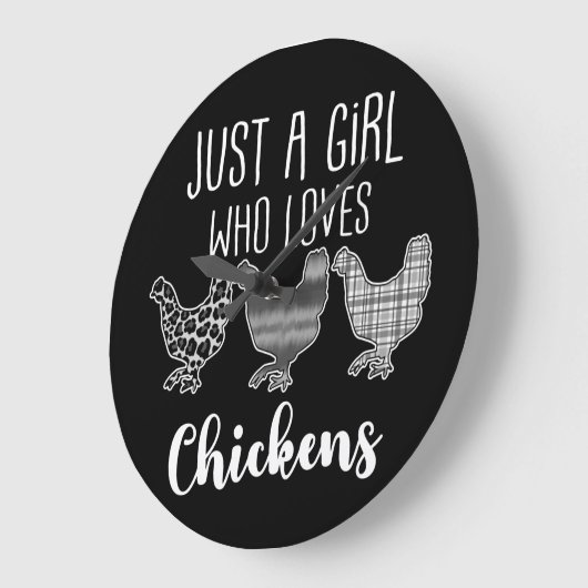 2/2は、ニワトリを愛する女おもしろいの子。 ラージ壁時計 (傾斜)
