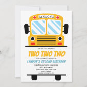 2 2スクールバスパーティー2歳の誕生日 招待状 (正面)