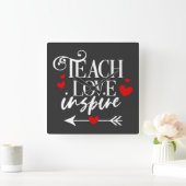 2/2愛教えシャツ幼稚園先生 スクエア壁時計 (ホーム)