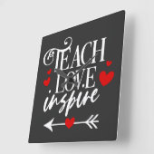 2/2愛教えシャツ幼稚園先生 スクエア壁時計 (傾斜)