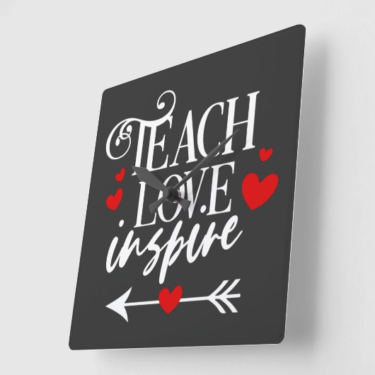 2/2愛教えシャツ幼稚園先生 スクエア壁時計 (傾斜)