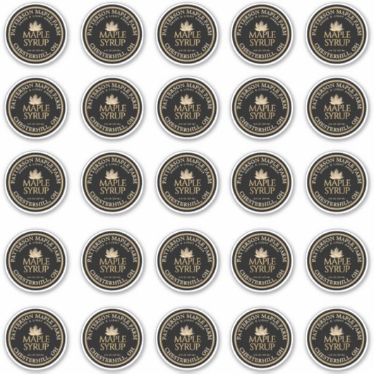 2.25インチメープルシロップ金ゴールドリーフの黒い防水 シール (正面)