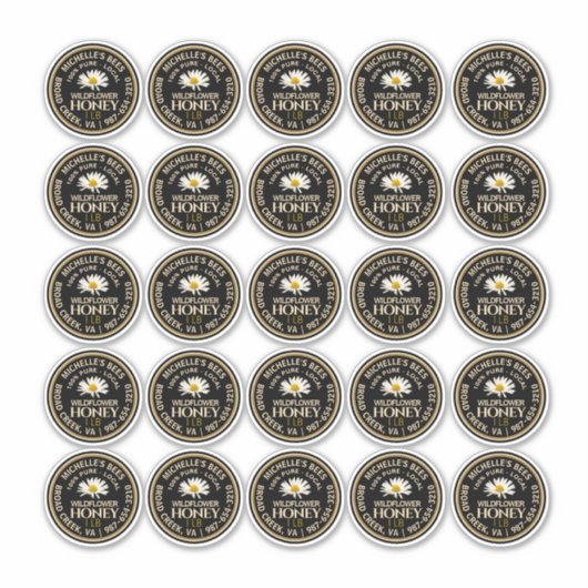 2.25インチ防水ビニールハニーラベル(デイジー付) シール (正面)
