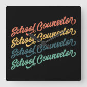 2/2-新学期ヴィンテージ学校相談員 スクエア壁時計 (正面)