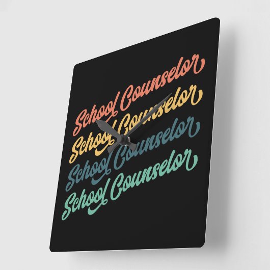 2/2-新学期ヴィンテージ学校相談員 スクエア壁時計 (傾斜)