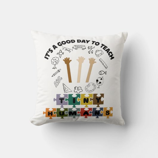 2/4、小さな人間に良い日だ教えよ、先生 クッション (正面)