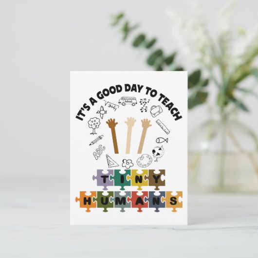 2/4、小さな人間に良い日だ教えよ、先生 ポストカード (スタンド正面)