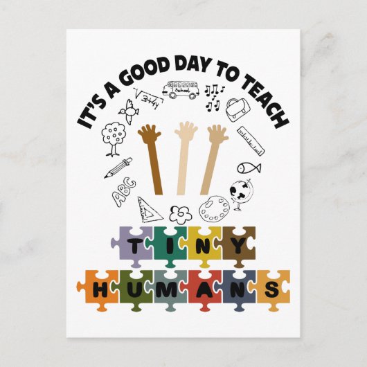 2/4、小さな人間に良い日だ教えよ、先生 ポストカード (正面)