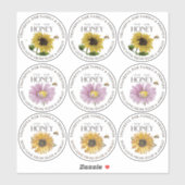 2.5インチハチミツ家族に感謝フラワースティック シール (シート)