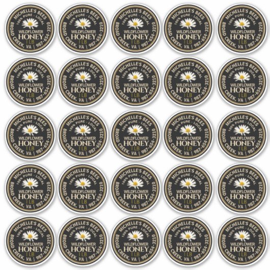 2.5インチビニール防水ハニーラベルデイジー シール (正面)