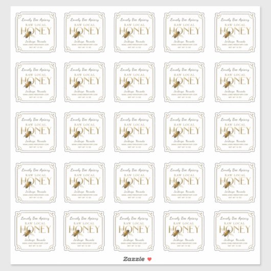 2.5インチビー飛んでいる金属金ゴールドハニーファンシー縁ど シール (シート)