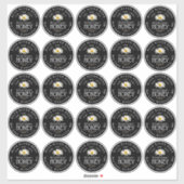 2.5インチホワイトデイジーメイソンジャーブラック防水ラベル シール (シート)