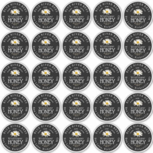 2.5インチホワイトデイジーメイソンジャーブラック防水ラベル シール