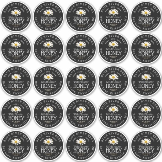 2.5インチホワイトデイジーメイソンジャーブラック防水ラベル シール (正面)