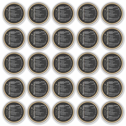 2.5インチマヌカハニーブラック金ゴールドハニー栄養ファクト シール (正面)