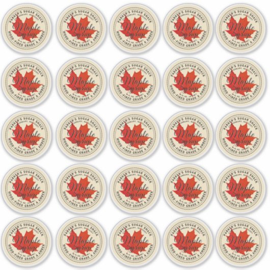 2.5インチ木材焼成メープルシロップのラベル赤メープルリーフ シール (正面)