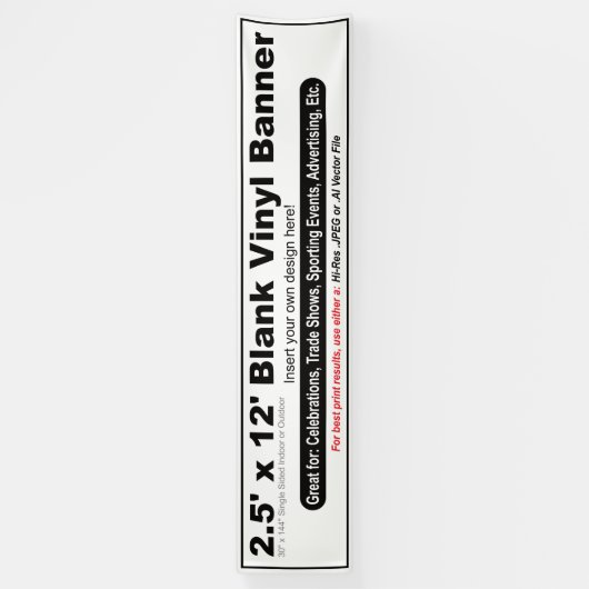 2.5' x 12'デザイン 横断幕 (縦)