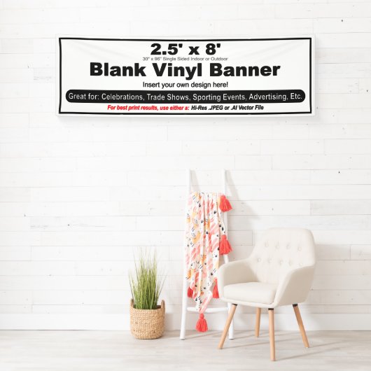 2.5' x 8'デザイン独自のバナー 横断幕 (インサイチュ)