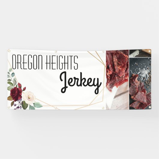 2.5'x6'ビジネスのお知らせホワイトローズ金ゴールド地域 横断幕 (横)