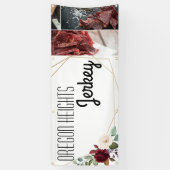 2.5'x6'ビジネスのお知らせホワイトローズ金ゴールド地域 横断幕 (縦)