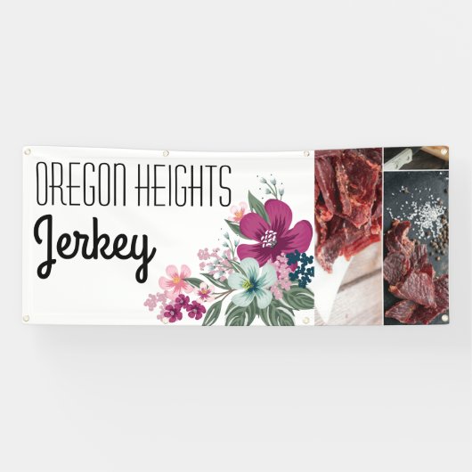 2.5'x6'ビジネスアナウンストロピカルフラワーオン 横断幕 (横)