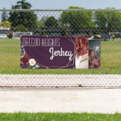 2.5'x6'ビジネスアナウンスプラムパープルバラ行く 横断幕 (インサイチュ)