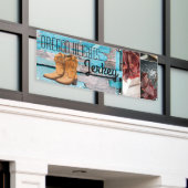 2.5'x6'ビジネス発表ブルーウッドバーンドア 横断幕 (ビルの外側)