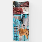 2.5'x6'ビジネス発表ブルーウッドバーンドア 横断幕 (縦)