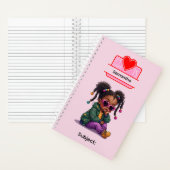 2 African American Girl Writing Supplies Students  ノートブック (内側)